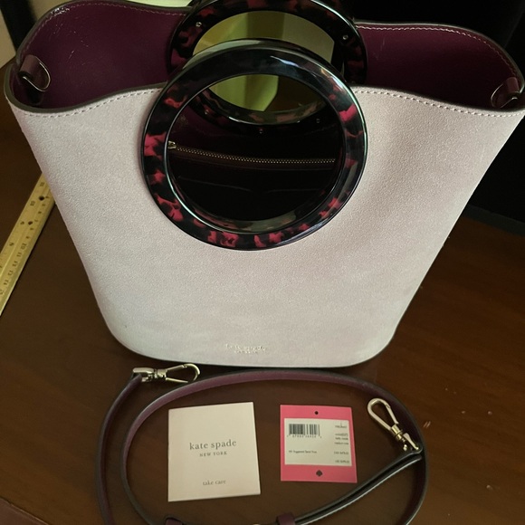 Kate Spade Purple Leather and Suede Tote with Circular Handle - Picture 5 of 5